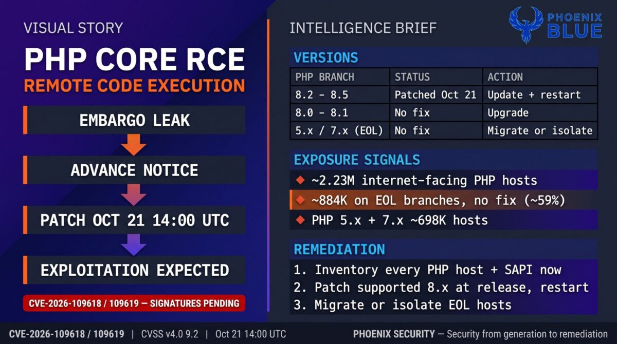 devsecops, ASPM, vulnerability management, application security, exposure management, reachability analysis, attack surface management, PHP RCE, CVE-2026-109618, CVE-2026-109619, remote code execution, PHP 8 security release, supply chain exposure, embargo leak