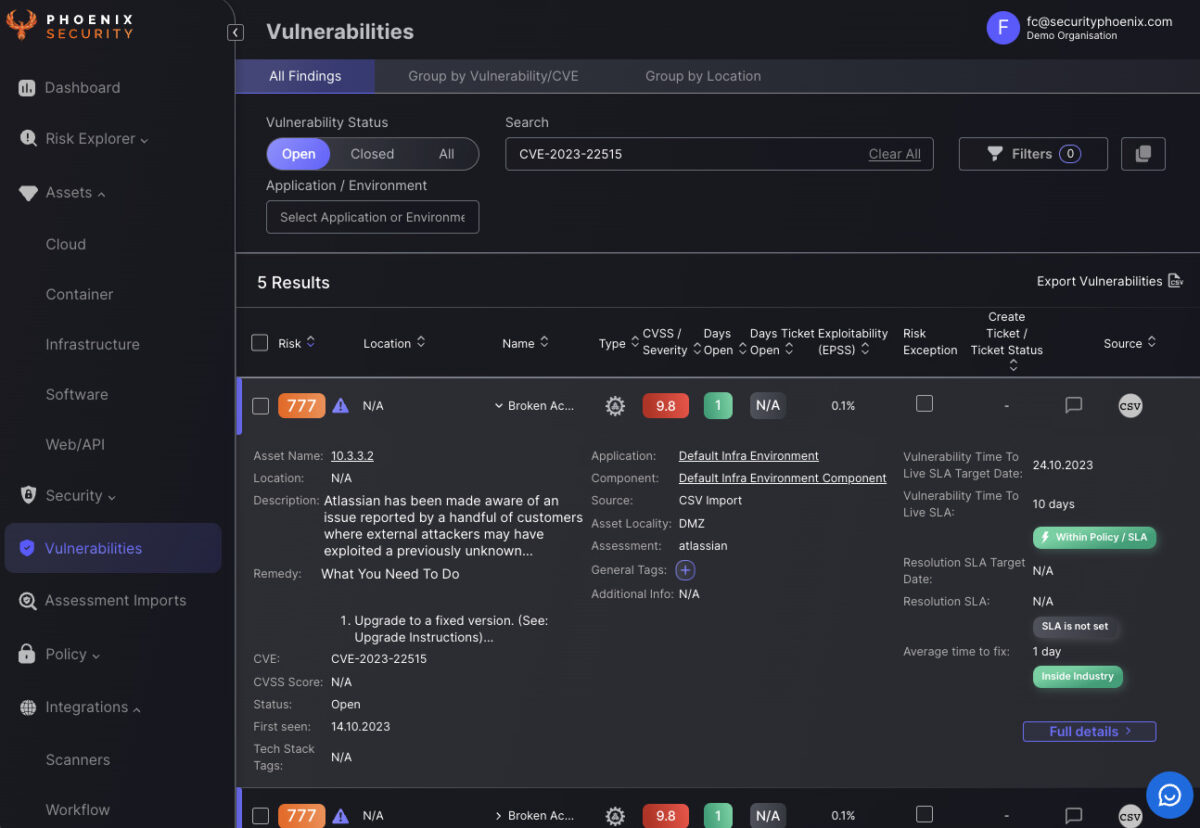 Nation-State
CVE-2023-22515
Vulnerable Versions
Phoenix Security