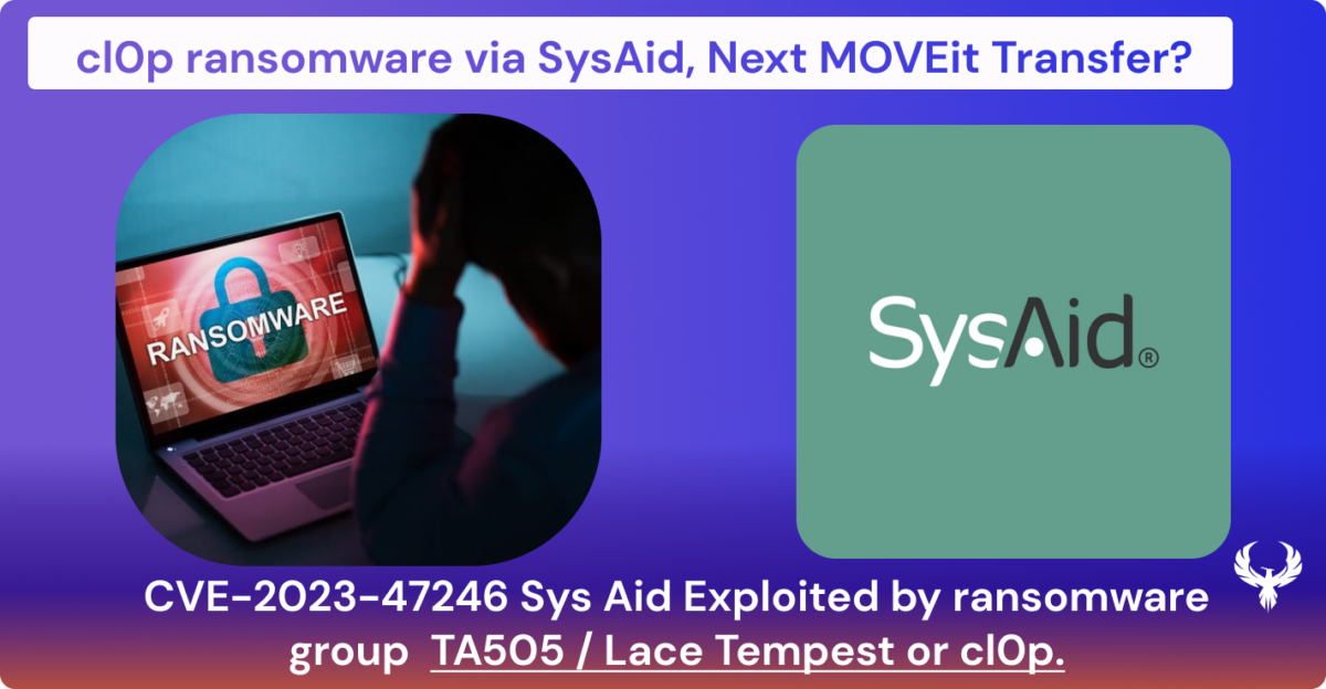 Critical Alert: Discover the implications of the Lace Tempest CVE-2023-47246 vulnerability in SysAid software, exploited by the notorious ransomware group TA505 also known as cl0p. Learn path traversal flaw, Microsoft's insights, and urgent patching advice. Stay informed on the latest in cybersecurity with Phoenix Security's insights and solutions for mitigating this high-impact ransomware threat.