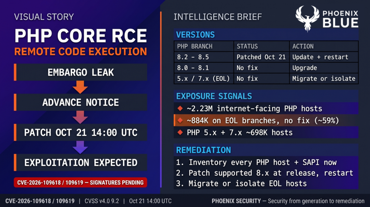devsecops, ASPM, vulnerability management, application security, exposure management, reachability analysis, attack surface management, PHP RCE, CVE-2026-109618, CVE-2026-109619, remote code execution, PHP 8 security release, supply chain exposure, embargo leak