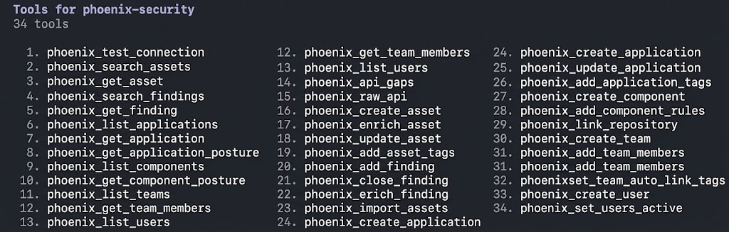 Phoenix cli and mcp server, Model Context Protocol, DevSecOps, AI security agents, security automation, API-first security, reachability analysis