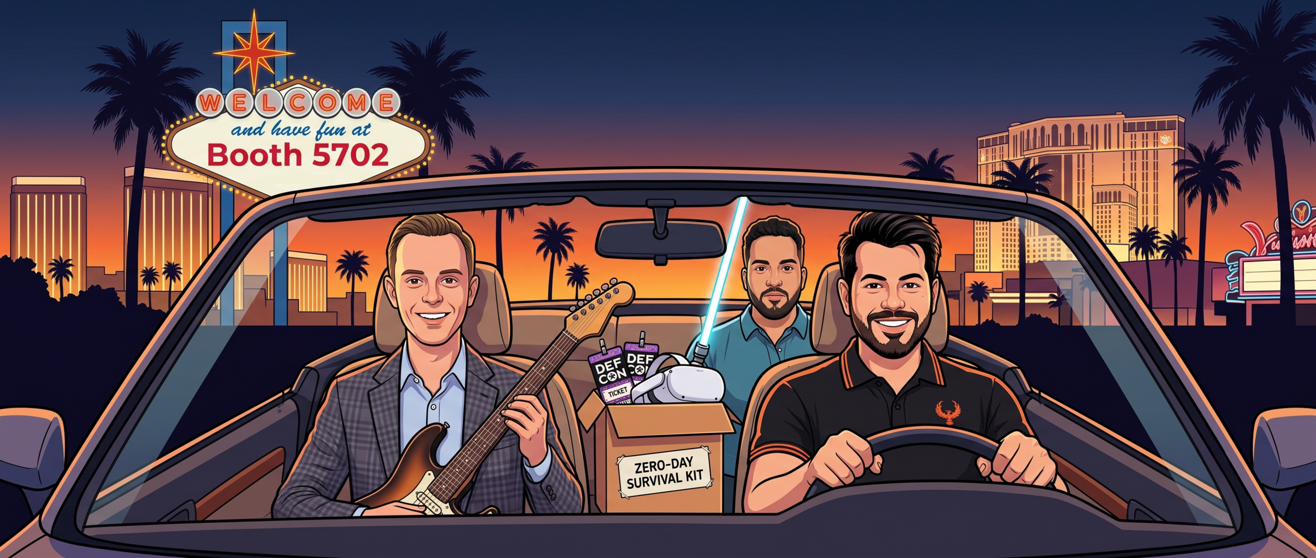 Phoenix team cruising the Vegas strip to Booth 5702
