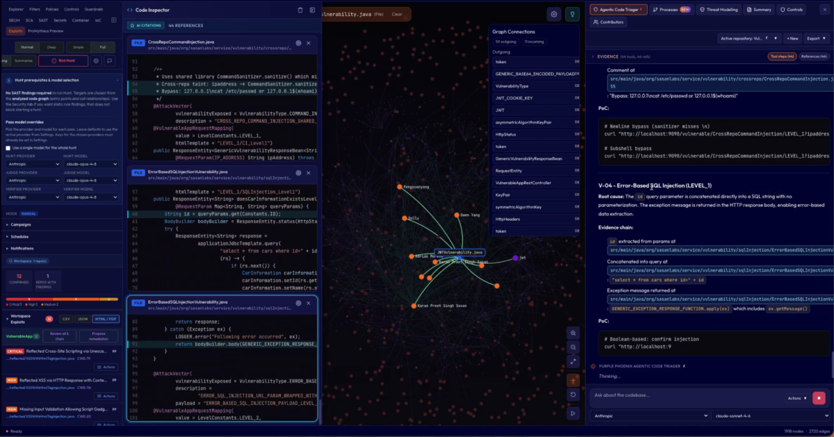 Screenshot of a Phoenix Purple pull request comment showing the vulnerability, why it's reachable, and the proposed fix