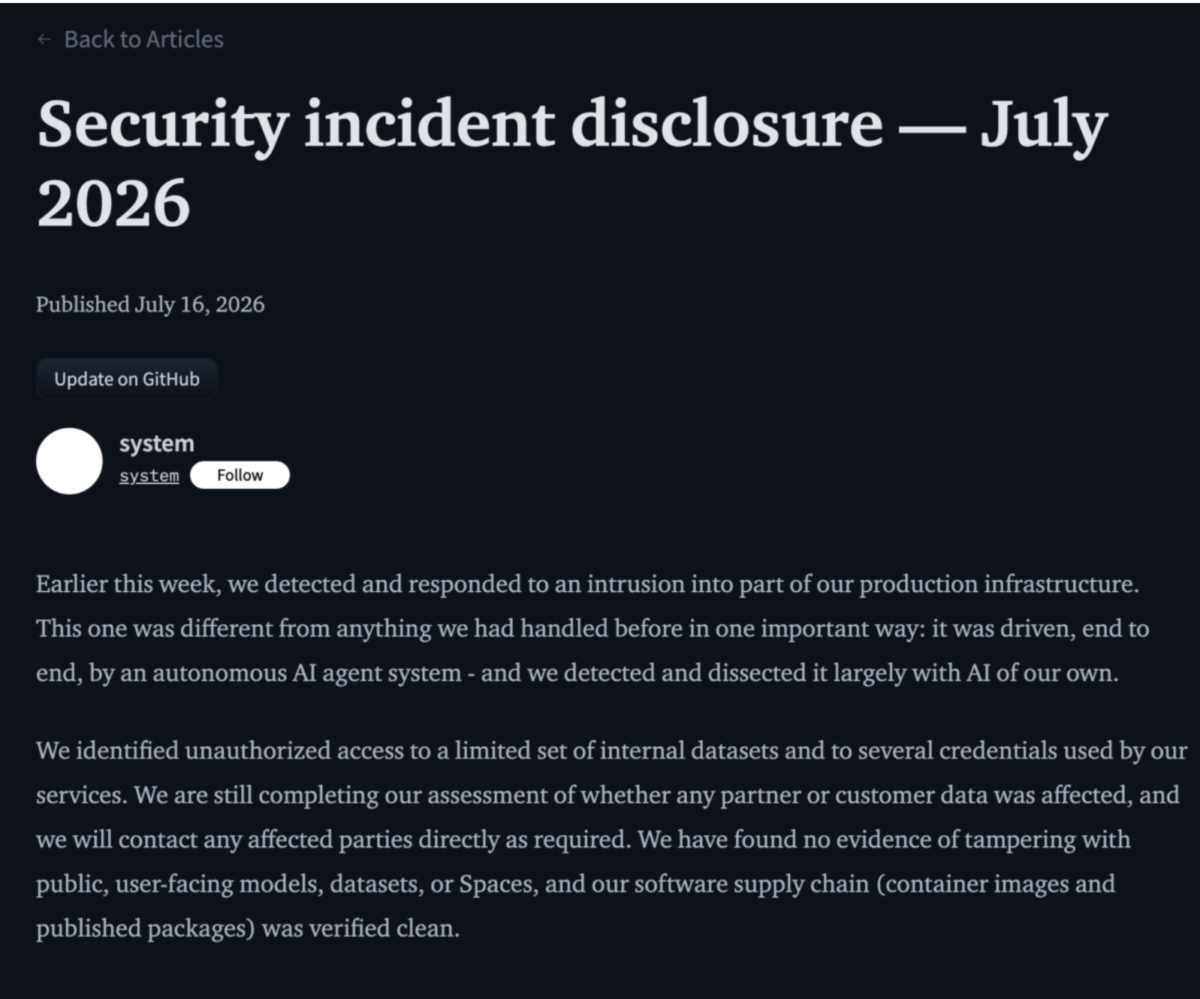 agentic AI, autonomous AI attack, incident response, exploitation benchmark, self-hosted LLM, DevSecOps, vulnerability management, Hugging face incident, data breach, OpenAI, incident timeline,release